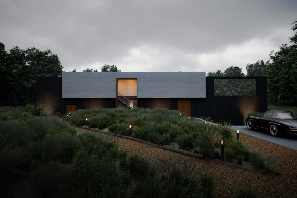 House exterior with car parked