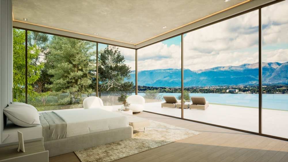 Bedroom with mountain view